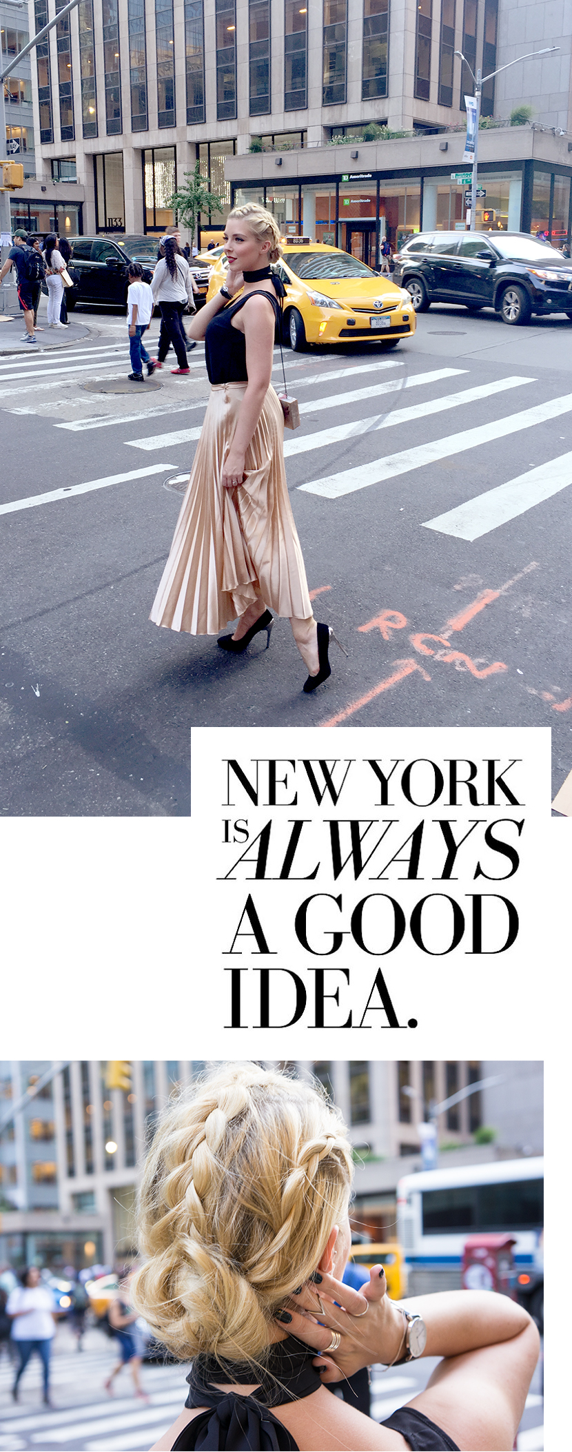 New-York-City-Girl-Belle-Melange-Blog-Fashion-Week-New-York-Streetstyle-metallic-Faltenrock-Choker-1